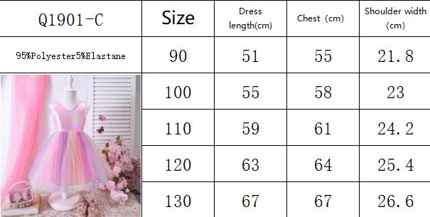 Vestido Regata Sereia Gradiente Arco-Íris para Meninas Pequenas - Saia de Tule Furta-Cor, Vestido Princesa para Festa de Primavera e Verão