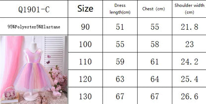 Vestido Regata Sereia Gradiente Arco-Íris para Meninas Pequenas - Saia de Tule Furta-Cor, Vestido Princesa para Festa de Primavera e Verão