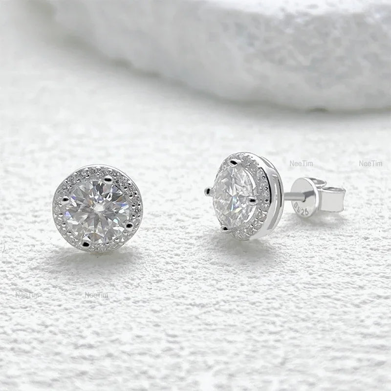 0.5-2CT Moissanite Stud Earrings for Women Sparkling Lab Diamond Sterling Silver S925 Wedding Party Jewelry Certified