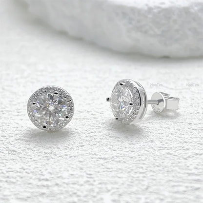 0.5-2CT Moissanite Stud Earrings for Women Sparkling Lab Diamond Sterling Silver S925 Wedding Party Jewelry Certified