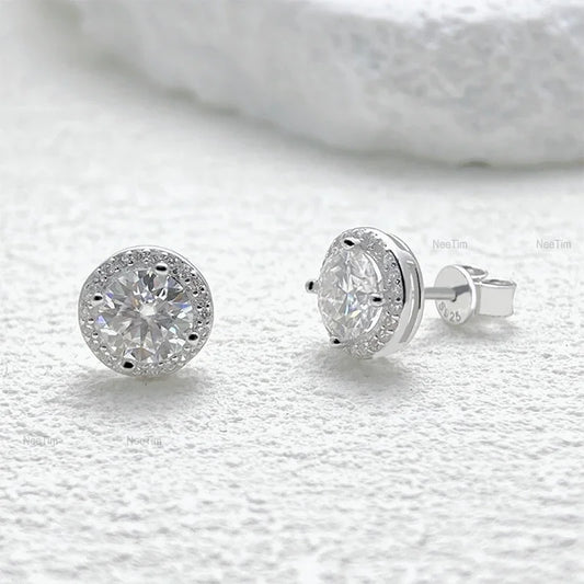 0.5-2CT Moissanite Stud Earrings for Women Sparkling Lab Diamond Sterling Silver S925 Wedding Party Jewelry Certified
