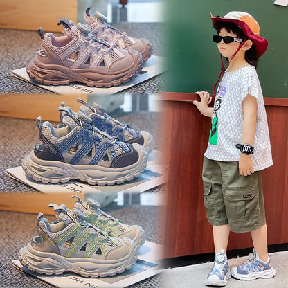 Summer Sport Sandals for Children Hollow Out Breathable Boy's Girl's Adjust Sport Shoes Anti-slippery Soft-soled Kid's Sandals