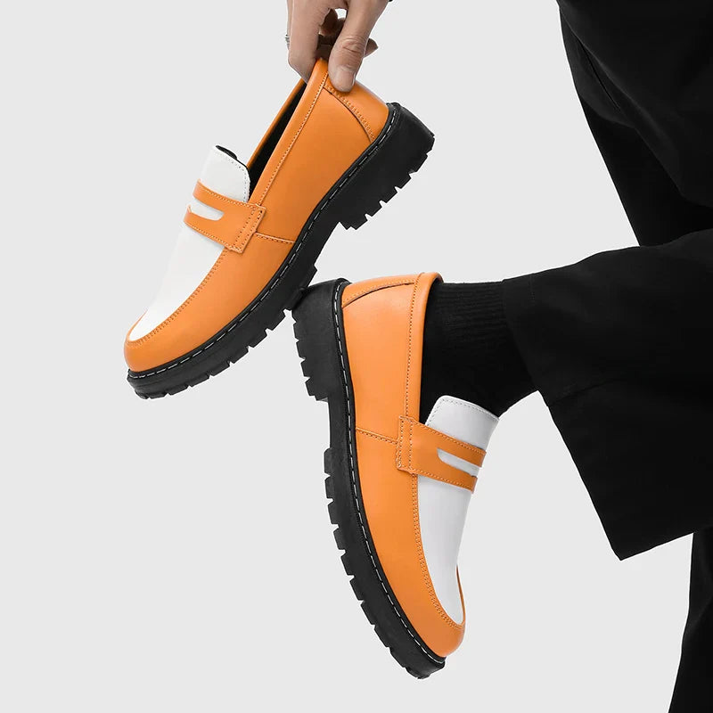 Color Blocked Men Loafers  Fashionable Comfortable Thick Soled Non Slip  for Daily Commuting Office Business  Formal Wear Shoe