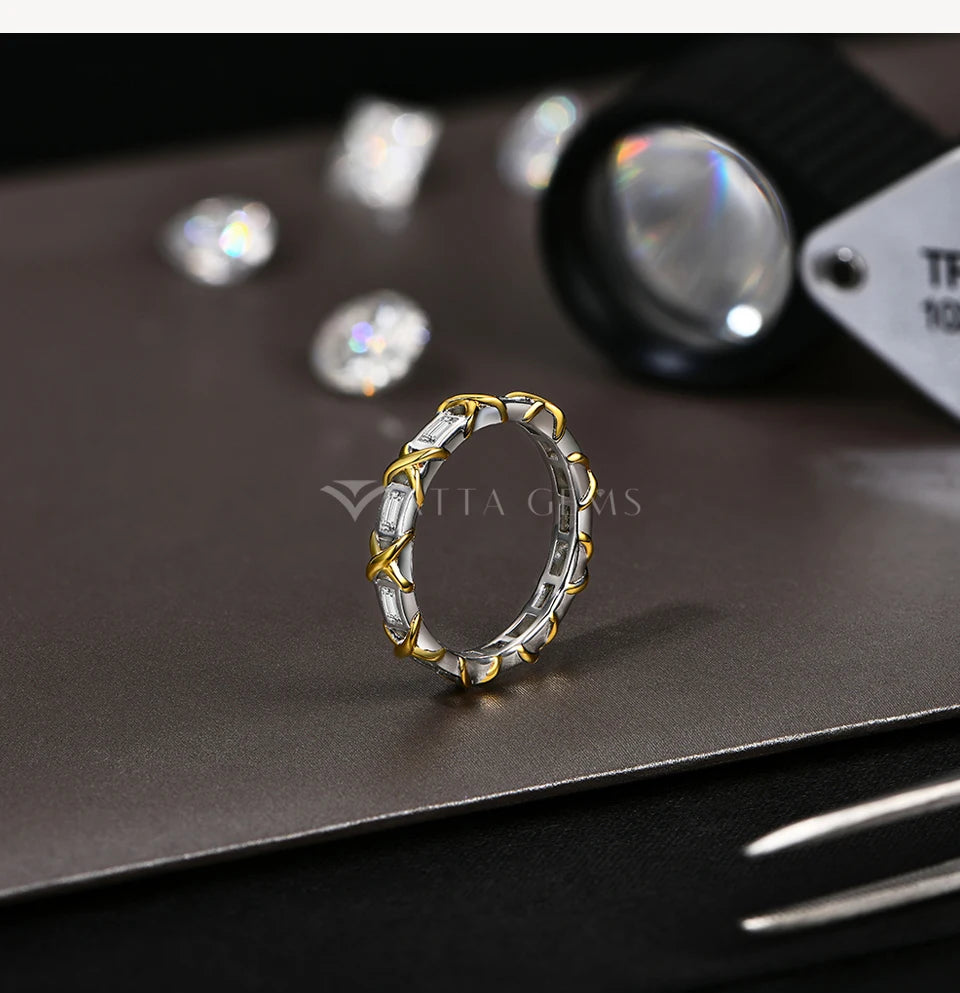 Moissanite Diamond Rings for Women Men D VVS1 Color Rectangle Cut S925 Sterling Silver Stackable Rings Wedding  Jewelry