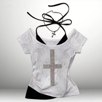 Gothic Grunge Punk Emo Girls Long Sleeve T-Shirt Sexy Slim Chic Print Casual Crop Tops Y2K Harajuku Aesthetic Women's Streetwear