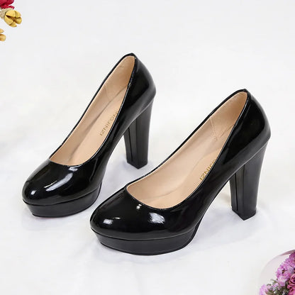 High Heels Shoes Women White Wedding Shoes Thick High Heels Fashion Party Pumps Footwear Black Red Big Size Spring