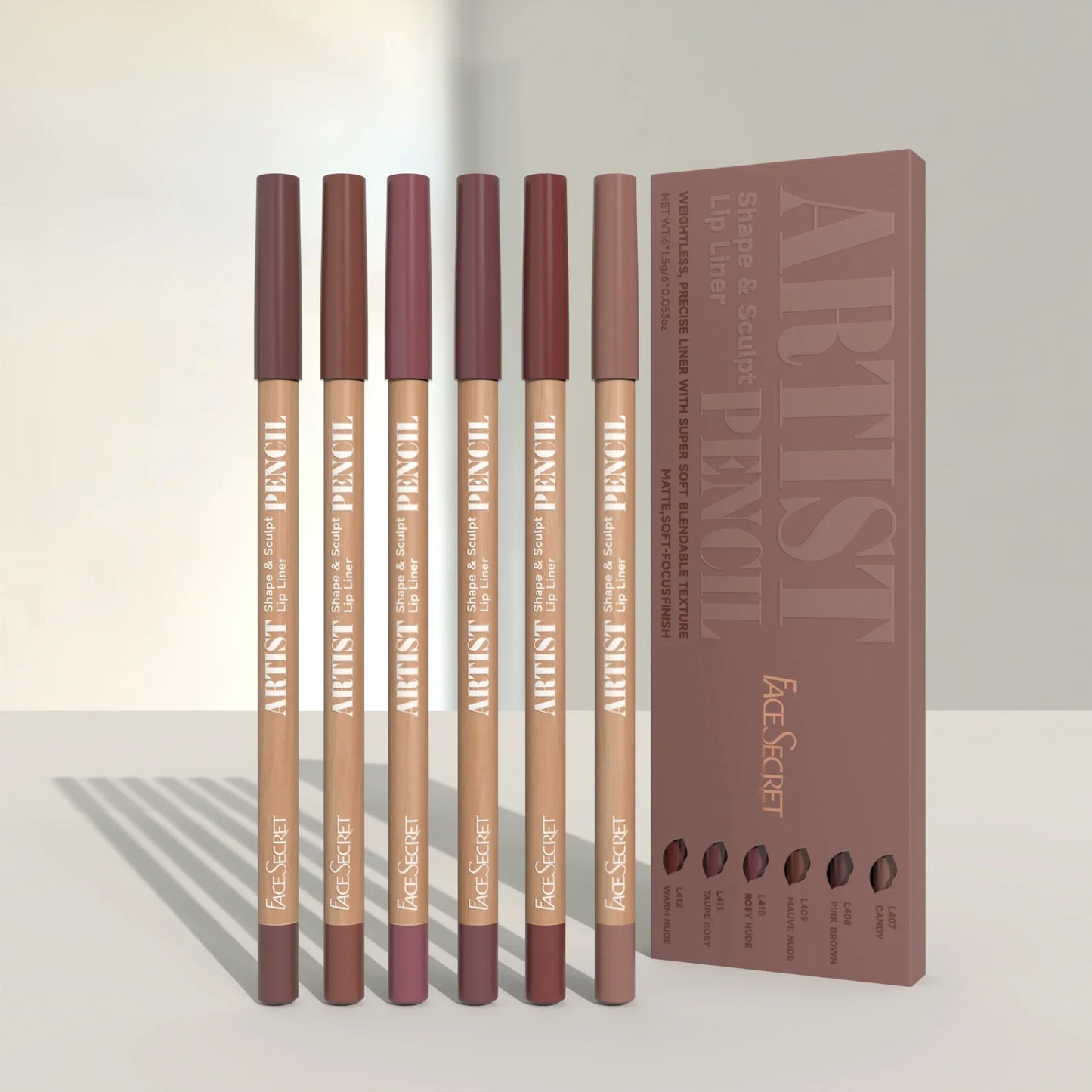 6pcs Set Nude Lip Liner Set,Long-Lasting Waterproof Velvet Matte Lip Pencil, Lip Makeup Berry, Brown, Pink