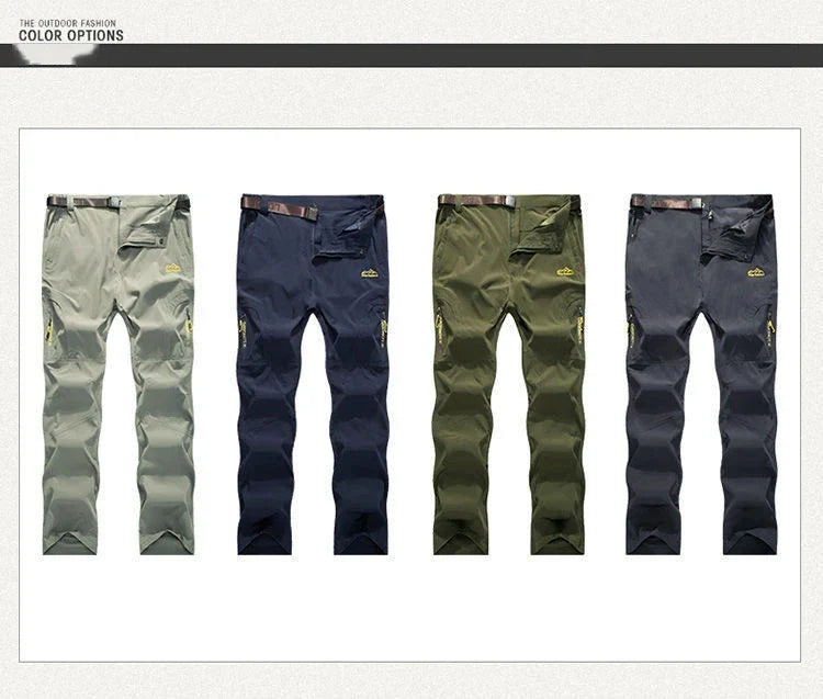 Summer Quick Dry Hiking Pants Men Stretch Waterproof Tactical Pants Zipper Pockets Trousers Lightweight Fishing Pants