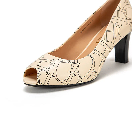 Women's Sandals High Heel Leather Fish Mouth Design Sense Casual Shoes Dress Summer Beach