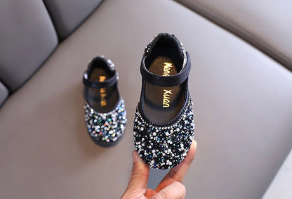 2026 Girls Princess Shoes Spring Children Bow Shoes Leather Shoe Kids Dance Shining Toddler Rhinestone Birthday Party Shoes