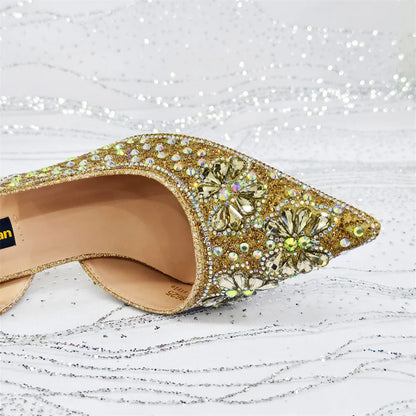 Purple High Heel Party Shoes & Rhinestone Handbag Set - Elegant Italian Design for Weddings and Special Occasion