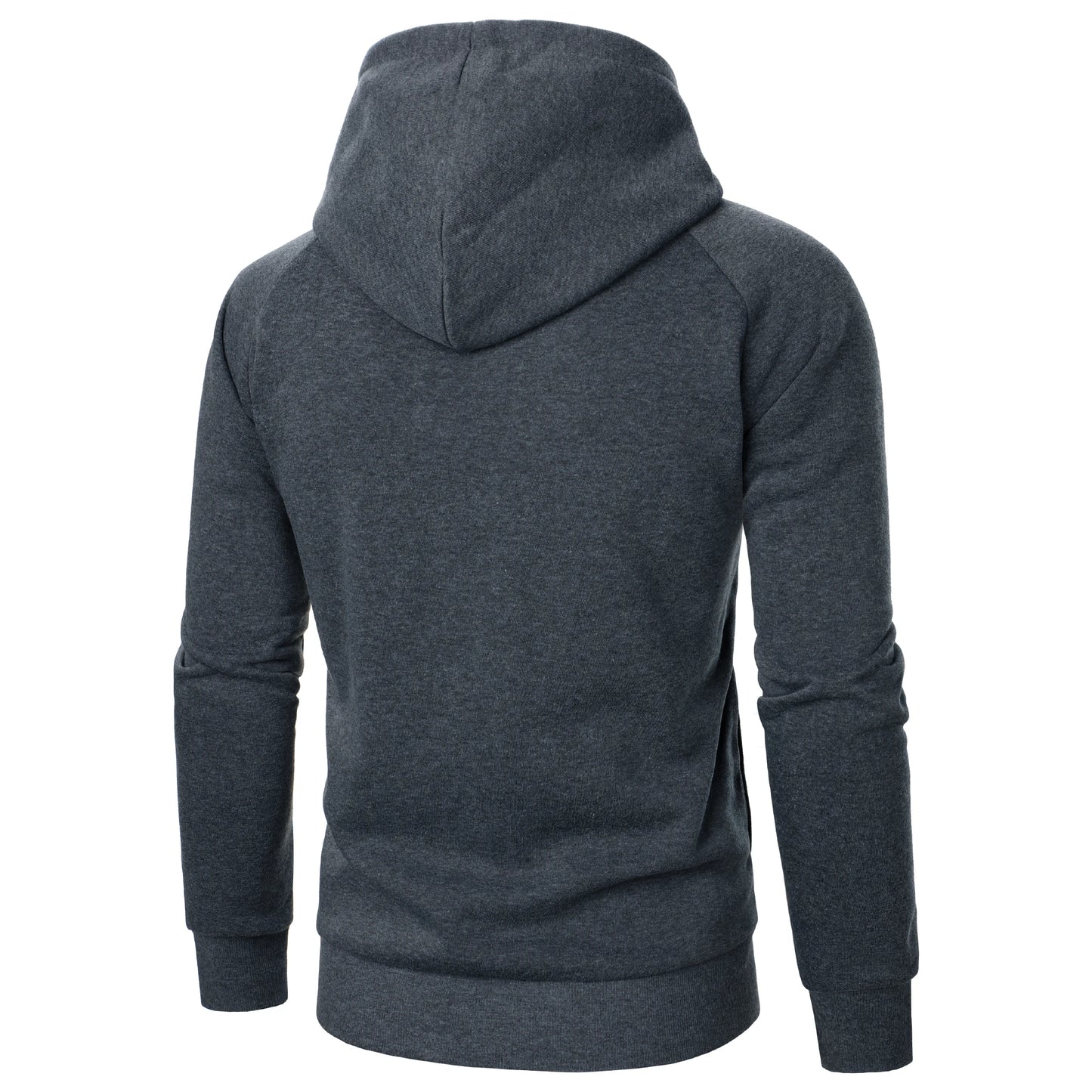 Moletom masculino outono inverno de cor sólida com capuz e zíper lateral manga longa