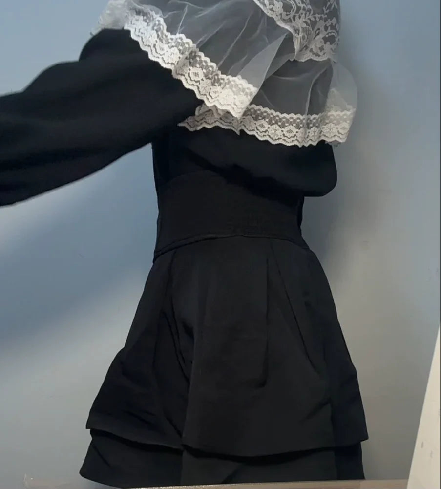 Japanese Lolita Skirts Ruffled Pleated Plaid Skirt Women 2026 Spring New Elastic High Waist Slimming Gentle Mini Skirt Culottes