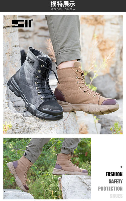 New Work Boots Indestructible Anti-smash Safety Shoes Men Steel Toe Shoes Puncture-proof Sneakers Shoes Non Slip Work Shoes