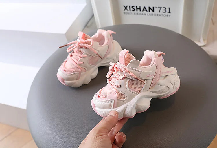 Sports Shoes for Children Baby Girls Shoes Kids Shoes Boys Chunky Sneakers Toddler Lace-up Casual Shoes Thick Bottom Sneakers