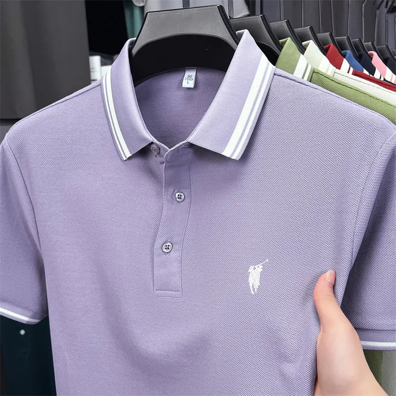 100% cotton luxury brand short sleeve polo shirt men new classic pony embroidery summer T-shirt high-end fashion casual Paul top