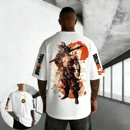 Oversized Cotton T-shirt Summer New Goku Printed Neutral Street Hip Hop Loose Casual Short Sleeve Top