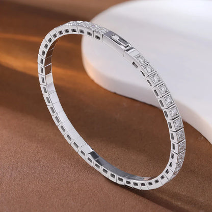2.5mm Moissanite Tennis Bangle for Women Men S925 Silver Bezel Set Diamond Hard Bracelet With GRA Certificate Fine Jewelry Gift