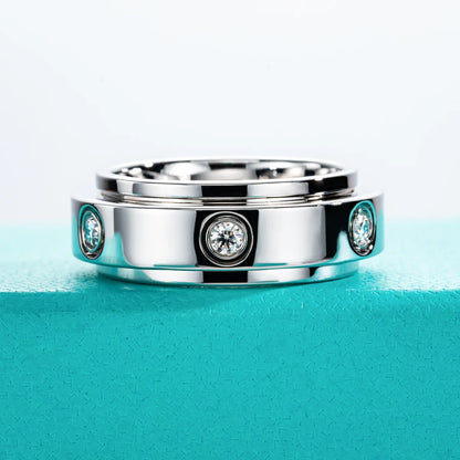 Moissanite Spinner Rings 14k Plated 2.5mm D Color VVS1 Moissanite Wedding Band Fidget Spinners Rings Unzip Jewelry