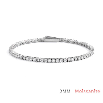 2/2.5/3/4/5mm Full Moissanite Bracelet for Women 100% 925 Sterling Silver Party Fine Jewelry Gift