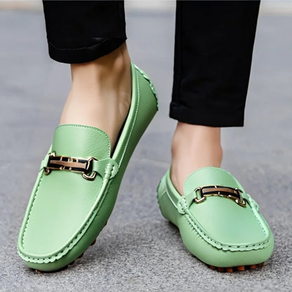 Shoes Men Handmade PU Leather Loafer Casual Driving Flats Slip-on Shoes Luxury Comfy Moccasins White Loafers Shoes for Men