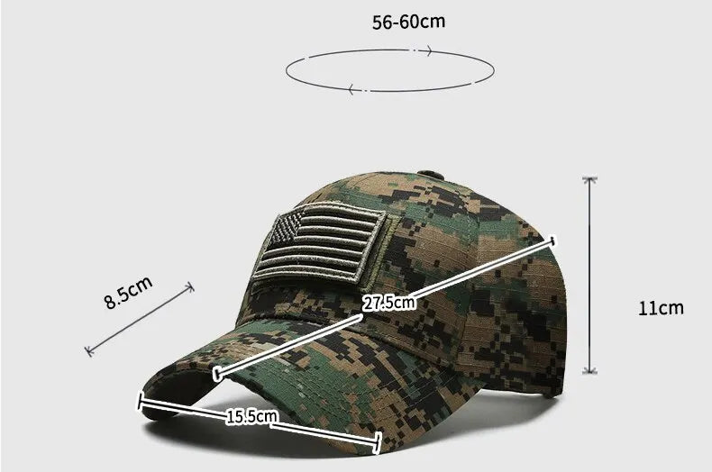 American Flag Camouflage Sticker Embroidered Baseball Cap Net Hat Men's Outdoor Velcro Cap