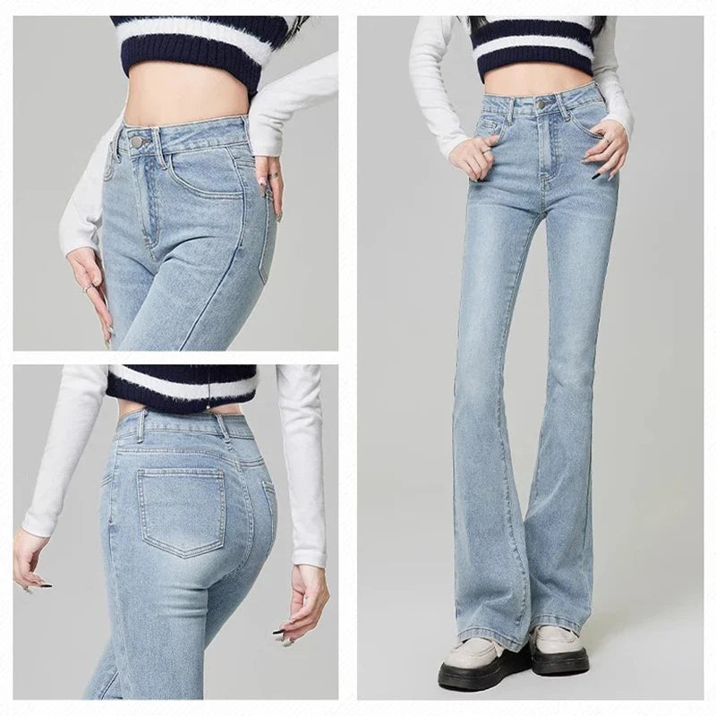 Woman Korean High Waist Grunge Flare Jeans