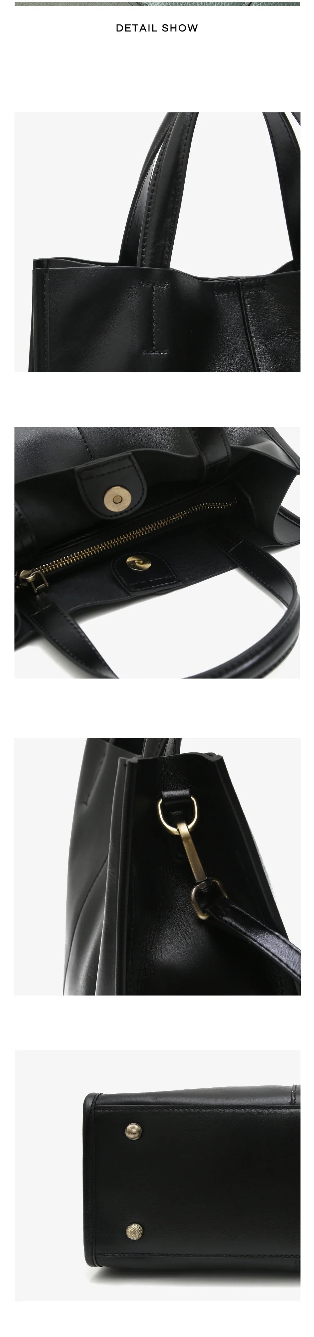 Minimalist Vintage Genuine Leather Tote Women Luxury Classic Top-handle Bag Large Capacity Cross body Shoulder Handbags Business