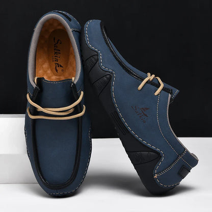 Novos Tênis Masculinos Casuais de Couro Feitos à Mão da Moda 2024 Design Sapatilhas Masculinas Mocassins Respiráveis Cano Baixo Sapatos Flats Dirigir Tamanho Grande