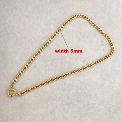 Necklace Women Men Choker Stainless Steel Geometric Rolo Link Cuba Paperclip Chain