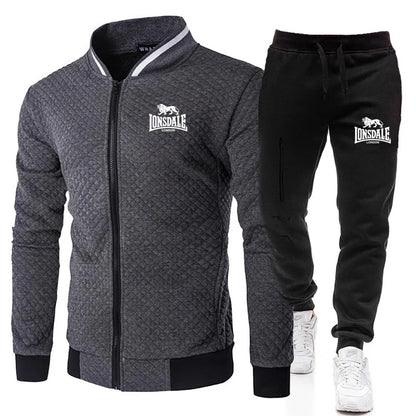 Spring and Autumn Men's Fashion Street Stand up Collar Set Jacket, Outdoor Casual Pocket Zipper Men's Baseball Set