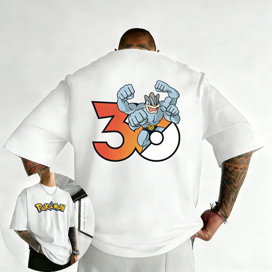 30th Anniversary Machamp Printed T-shirt Summer New Men's and Women's Loose Casual Hip Hop Trendy Short Sleeve Top
