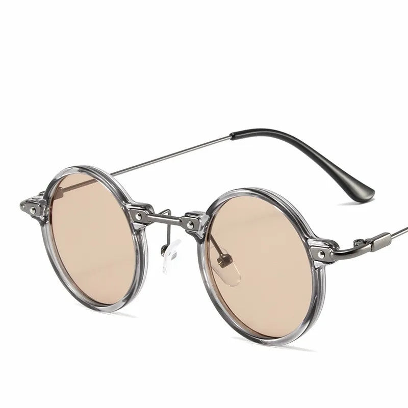 Retro Steampunk Round Sunglasses – UV400 Metal Frame | Men & Women