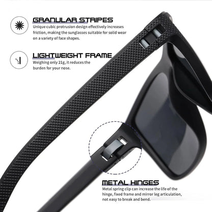 Square Polarized Sunglasses for Men Outdoor Fishing Sun Glasses