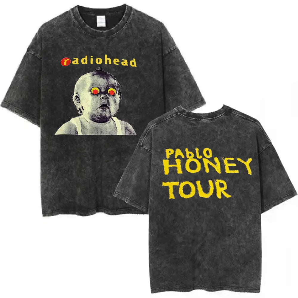Rock Band Washed Cotton T Shirt Men Women Hip Hop Music Tee Fashion Short Sleeve Tshirt Summer Oversized T-shirts Tops