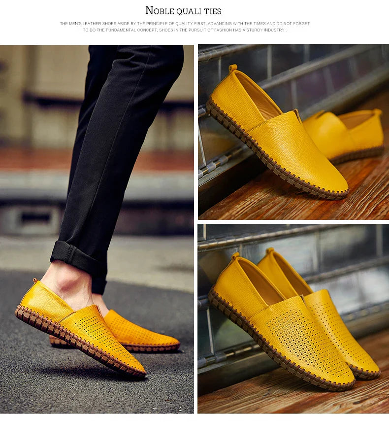 Fashion Men's Driving Shoes Handmade Leather Men Loafers Soft Breathable Men's Casual Shoes