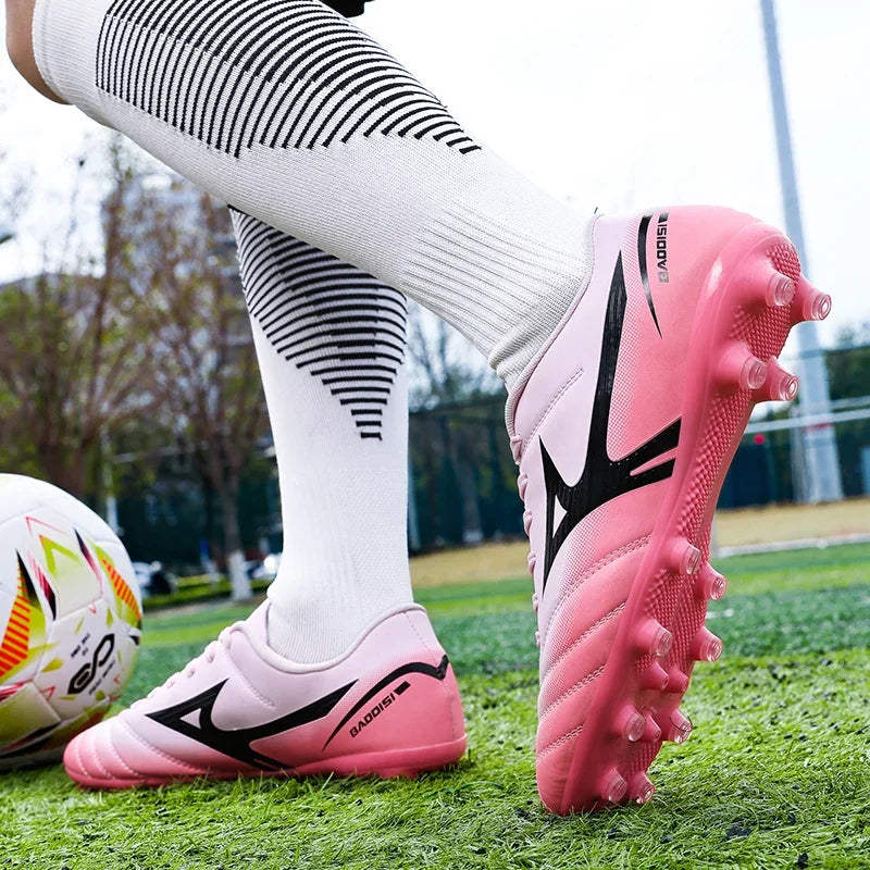 Men Football Boots Soccer Shoes Breathable Professional Turf Outdoor Non-slip Long Spikes Adult Ultralight Training Futsal