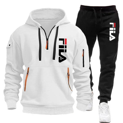 Two sets of 2025 new fashionable men's sportswear, a zippered hooded sweatshirt and sweatpants, for casual fitness and jogging