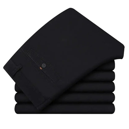 Professional Business Men's 100% Cotton Trousers Autumn Thick Summer Light Smart Office Style Quick-Drying Work Pants GOZBKF