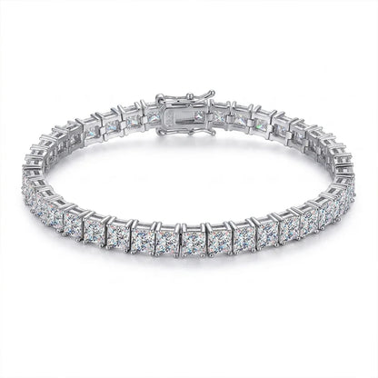 Princess Cut Moissanite Bracelets for Women s925 Sterling Silver Plated 18k White Gold GRA Certified Wedding Bracelet