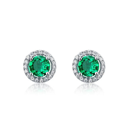 Real 1CT Laboratory Cultivation Emerald Earrings for Women 100% 925 Sterling Silver Diamond Fine Jewelry Gift Wholesale