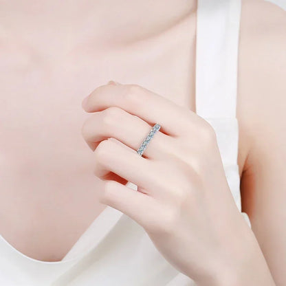3mm Moissanite Ring Sterling Silver 925 with Gold Plated Wedding Engagement Eternity Band Patry Luxury Jewelry for Women