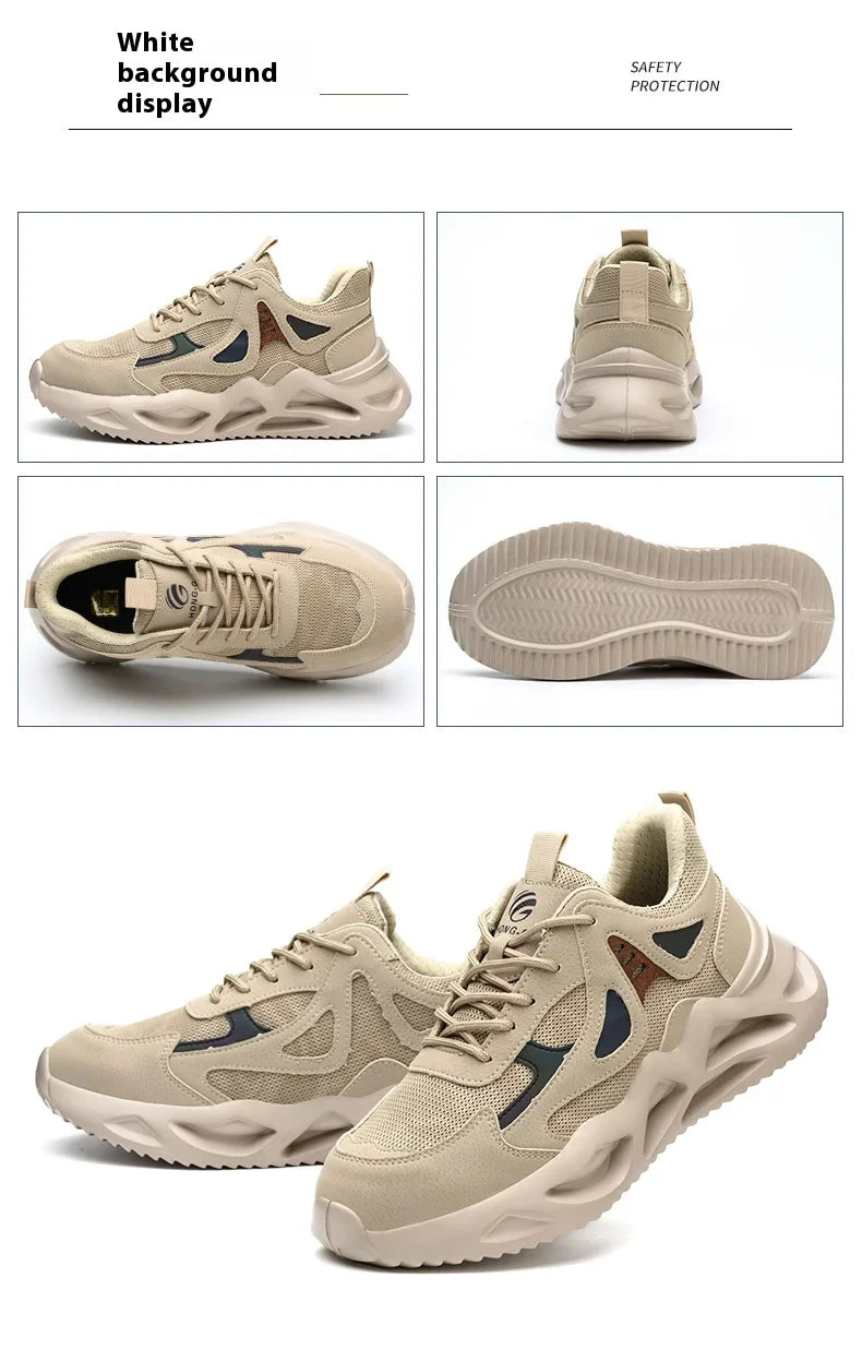 Breathable Men Work Shoes Indestructible Safety Shoes Lightweight Protective Sneakers Safety Steel Toe Shoes Men Puncture-Proof