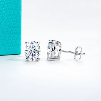 1cttw-6cttw Oval Moissanites Earrings 925 Sterling Silver D Color VVS1 Moissanite Classic Stud Earrings for Woman