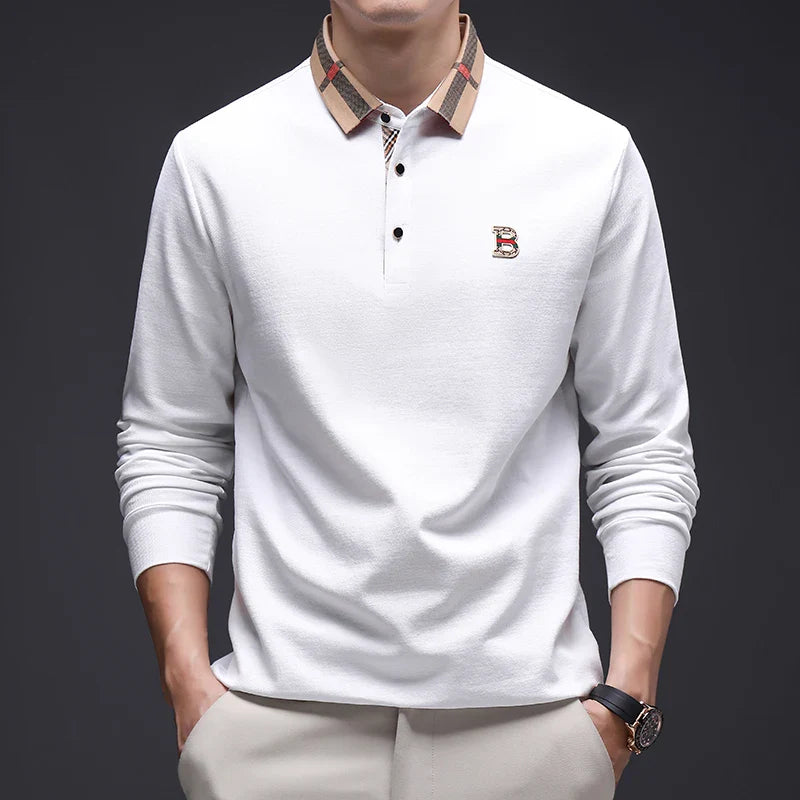 Designer Embroidered High End Brand Long Sleeved Cotton Polo Shirt Spring Autumn Fashion Casual Lapel T-Shirt Top Men's Clothing