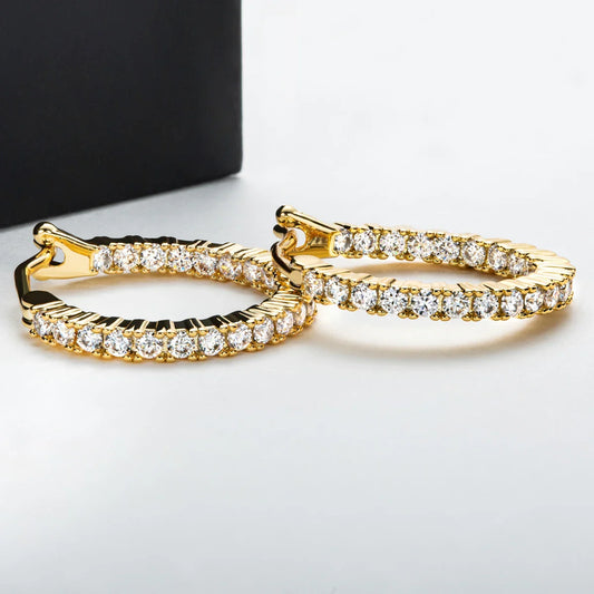 1.5mm 0.66cttw D Color Moissanite Huggie Hoop Earrings With Cer Yellow Gold Plated Huggie Earring For Women Jewelry