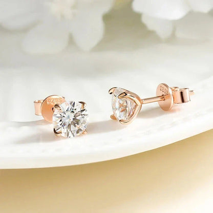 18K Plated 0.1-3CT Moissanite Stud Earrings for Women Men Sparkling Classic Bridal Jewelry 925 Silver Rose Gold Earring