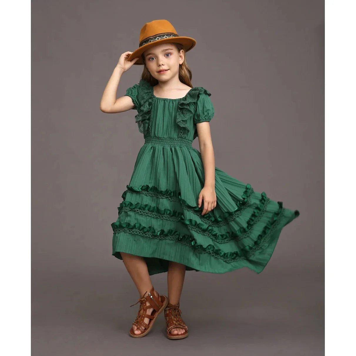 Princess Girls Lace Bohemia Long Dresses Baby Kids Flower Wedding Party Dress Cotton Lining Vestidos Costume Children Clothing