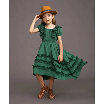Princess Girls Lace Bohemia Long Dresses Baby Kids Flower Wedding Party Dress Cotton Lining Vestidos Costume Children Clothing