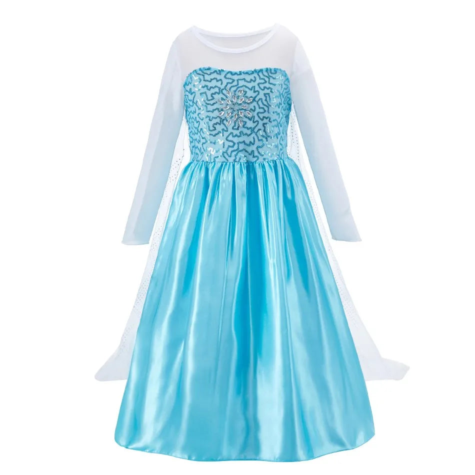 Vestido da Anna e Elsa para Meninas, Fantasia Cosplay Infantil de Halloween, Vestidos de Princesa para Crianças, Festa de Aniversário Elegante, Roupas de Carnaval 3-10 Anos